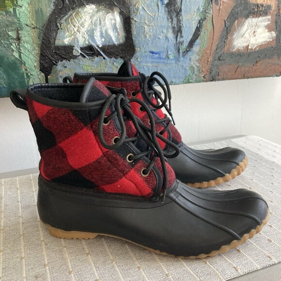 Chooka Duck Boots Buffalo Plaid Mud Outdoors Fall Size 10 - Picture 2 of 10